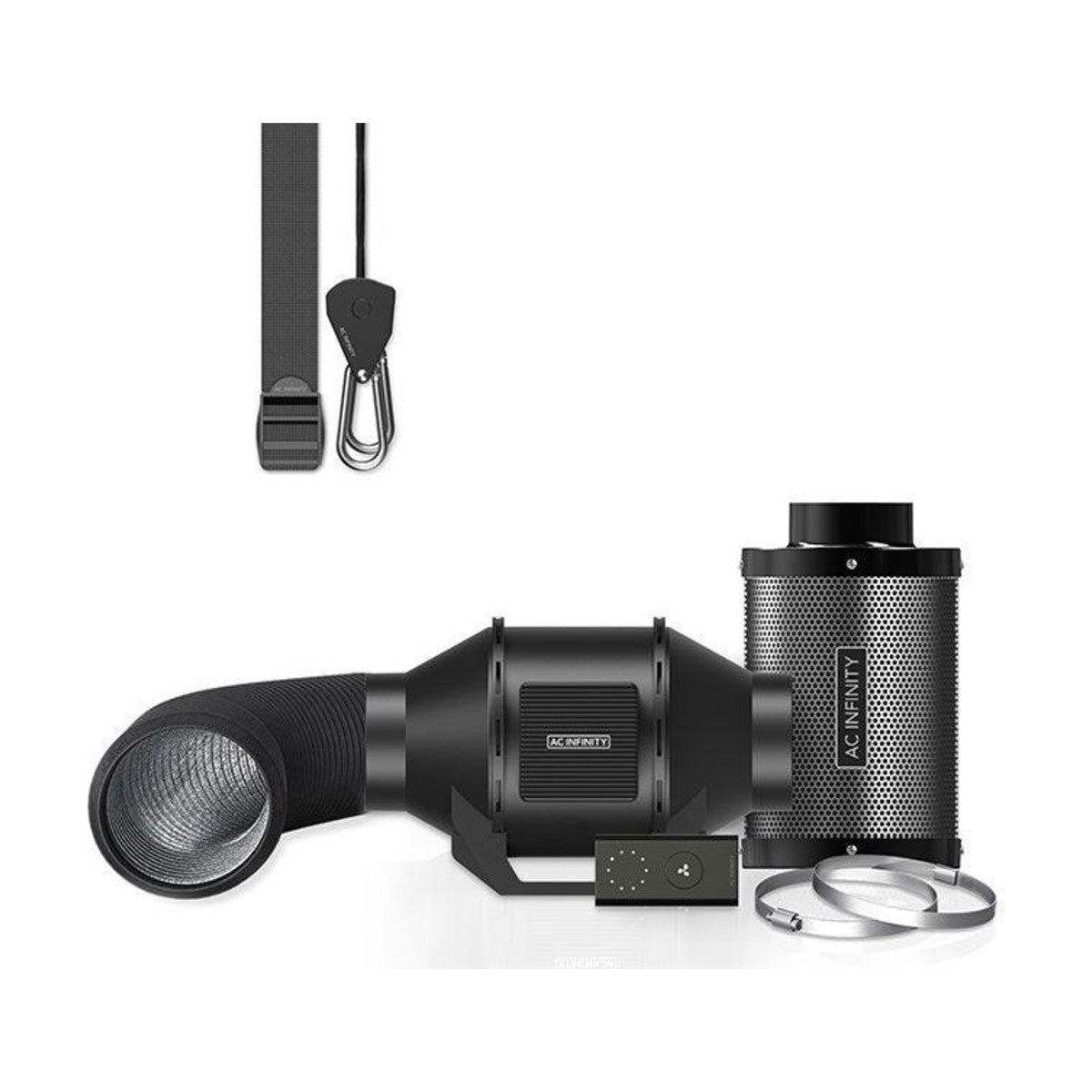 AC Infinity Kit estrazione aria AI+ PRO 100 mm – Estrattore CLOUDLINE EC, Controller AI+, filtro a carbone e tubo - Gro.w.LaB