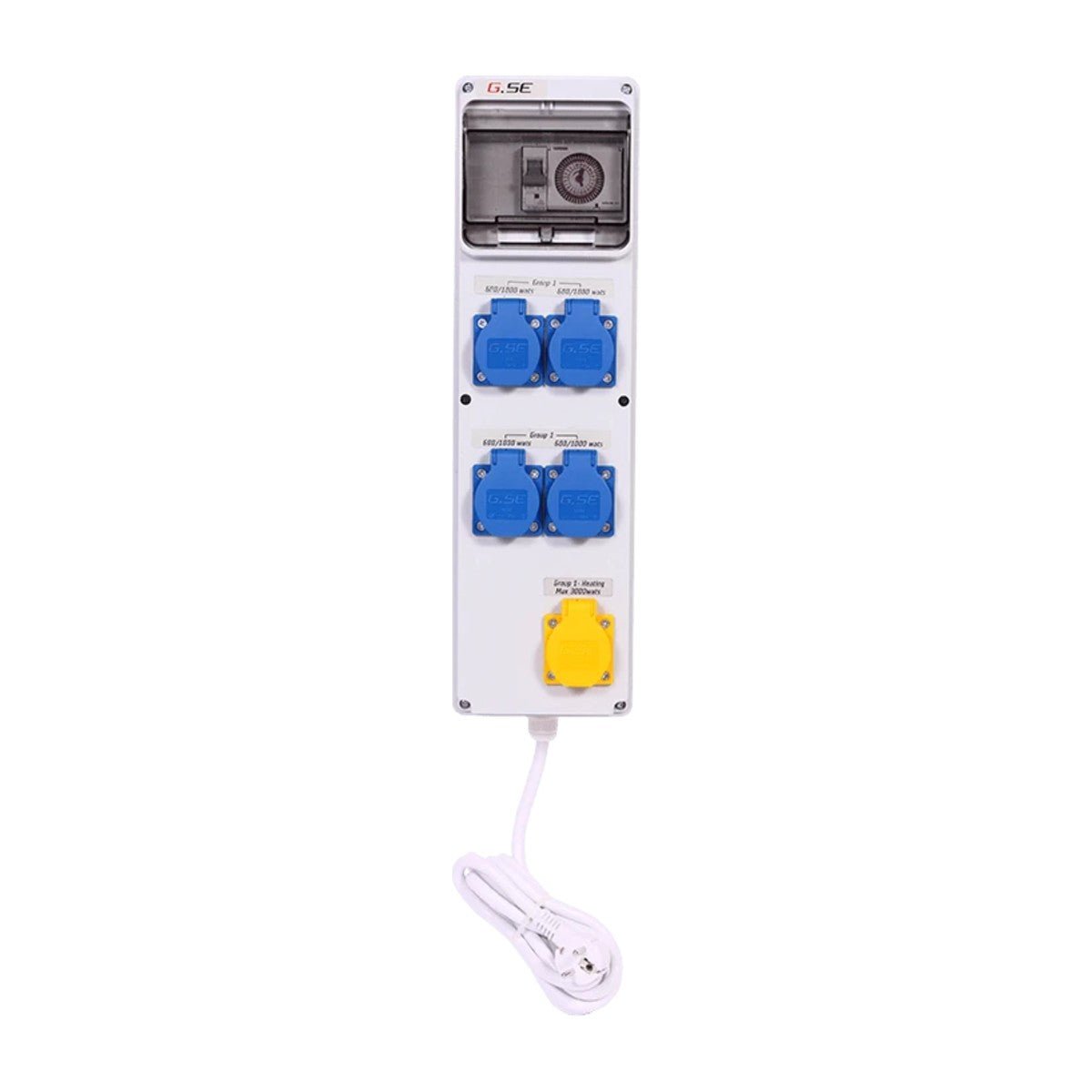 GSE Distributore di corrente con timer Timer Box 4x600W + presa riscaldamento CH 230V - Gro.w.LaB