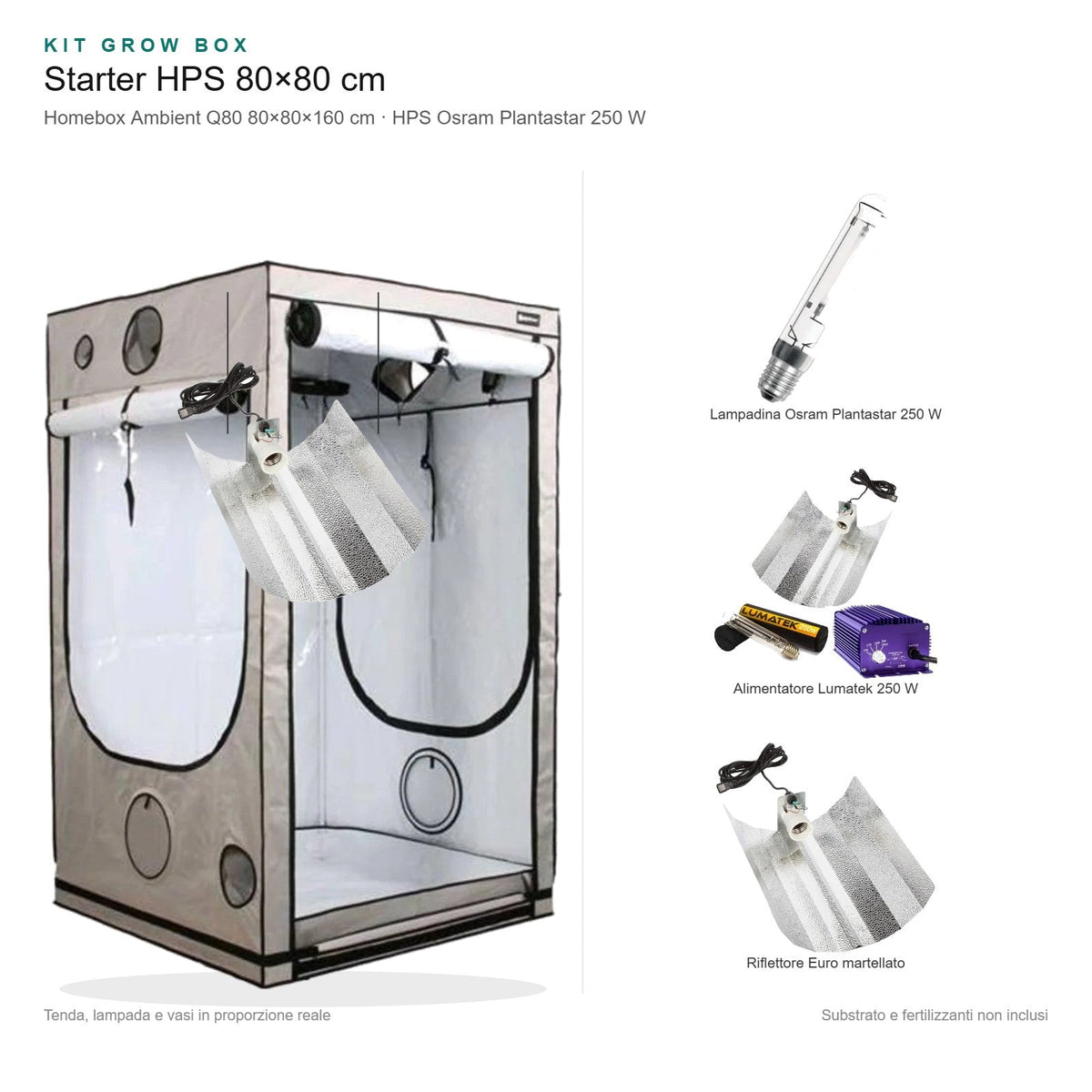 Kit Grow Box Starter HPS 80×80 cm - Gro.w.LaB
