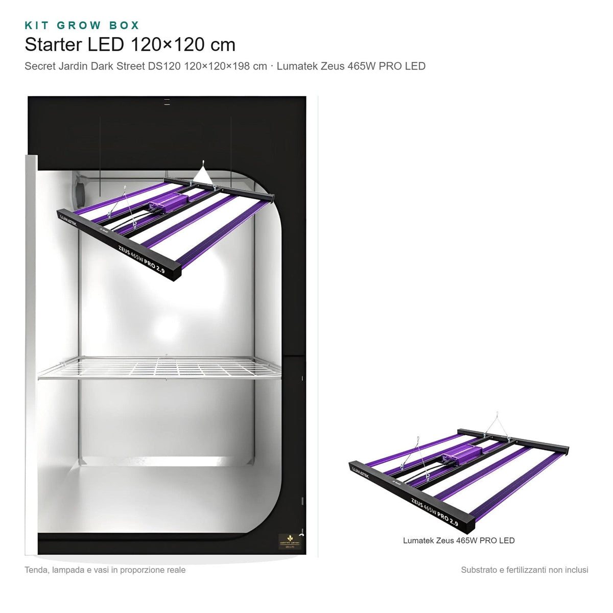Kit Grow Box Starter LED 120×120 cm - Gro.w.LaB