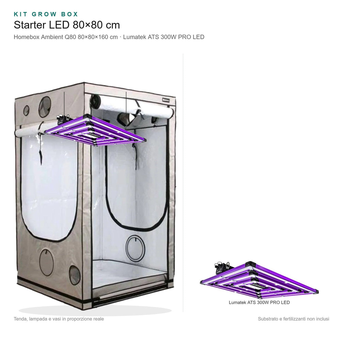 Kit Grow Box Starter LED 80×80 cm - Gro.w.LaB