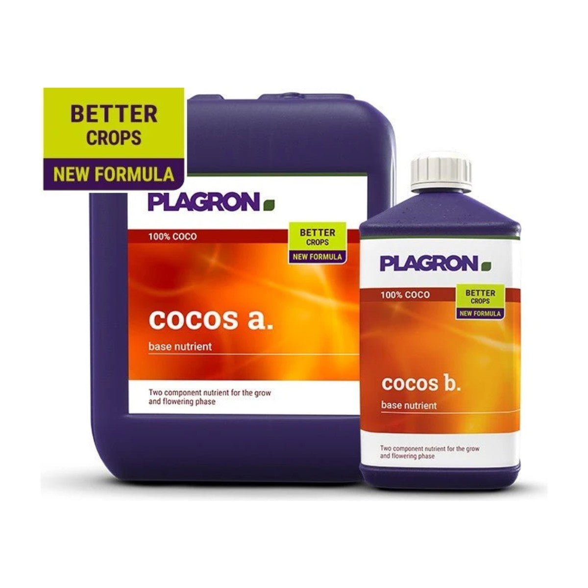 Plagron Cocos A+B – Fertilizzante per cocco, 2 flaconi (1 L / 5 L / 10 L) - Gro.w.LaB
