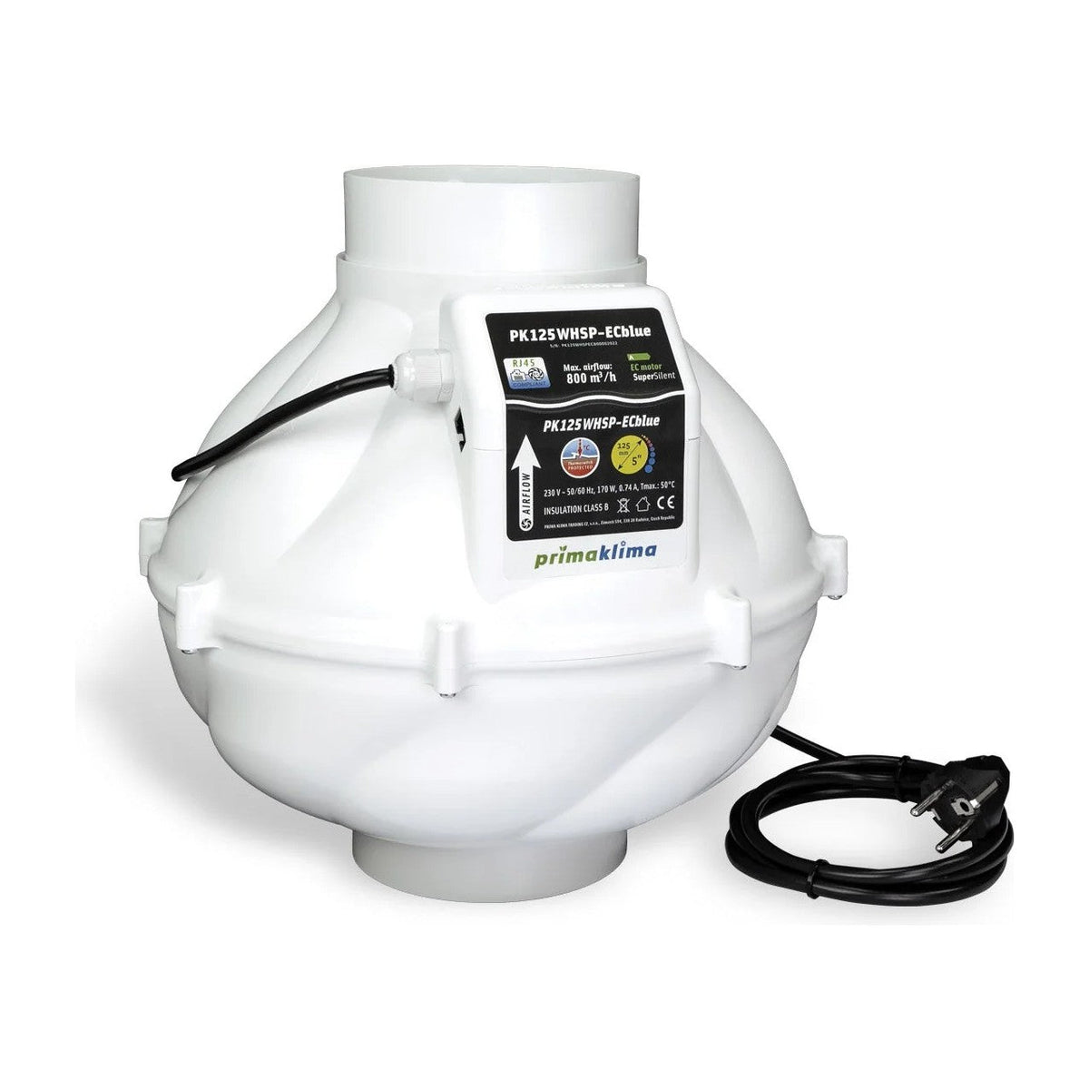 PrimaKlima Ventilatore tubolare PK125WHSP-ECblue WhisperBlower (molto silenzioso) - Gro.w.LaB